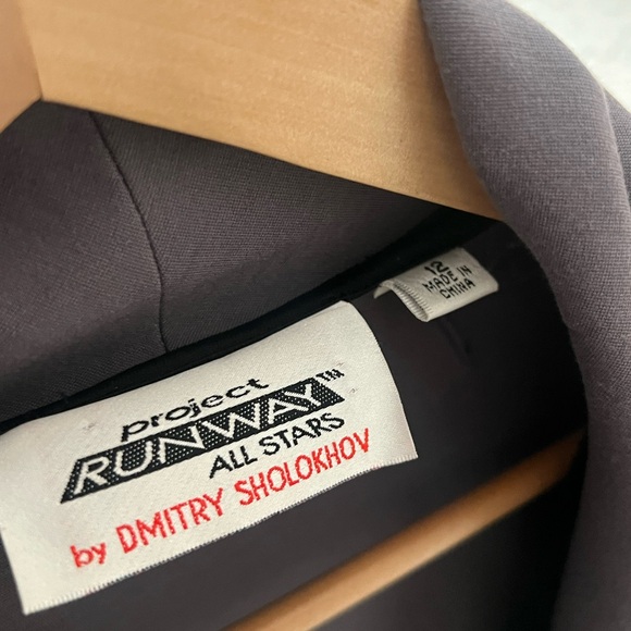 Project Runway All Stars Dmitry Sholokhov Gray Women's Jacket Sz 12 - No Belt - Picture 6 of 6